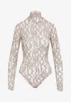 Valentino Natural Floral Lace Top In Brown