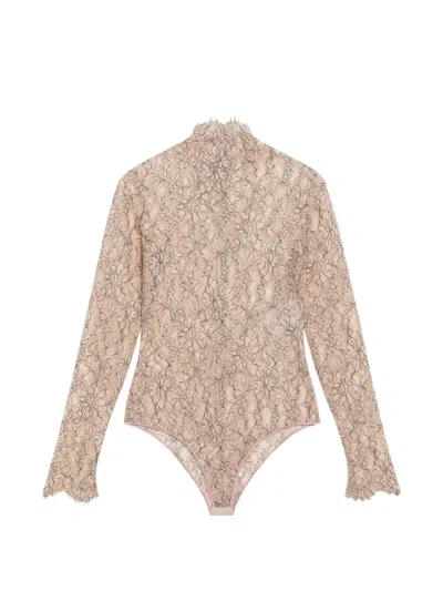 Valentino Rebrodé Lace Bodysuit In Animal Print