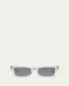 Valentino Rectangle Acetate Sunglasses In Gray