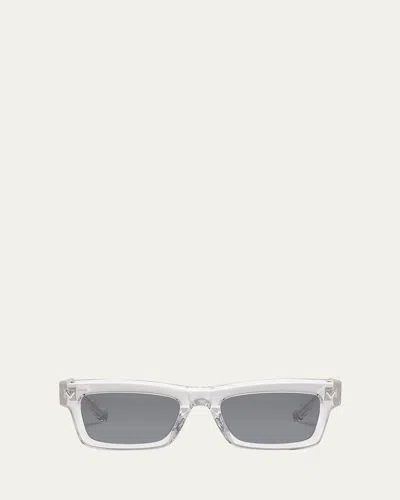 Valentino Rectangle Acetate Sunglasses In Gray