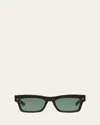 Valentino Rectangle Acetate Sunglasses In Black