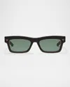 Valentino V-shape Rectangular Acetate Frame Unisex Dark Green 53 In Blkgld