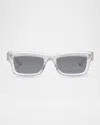 Valentino Rectangle Acetate Sunglasses In White