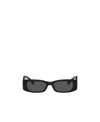 Valentino Black Thin Rectangular Sunglasses In Black