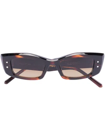 Valentino Garavani Rectangle Frame Sunglasses In Brown