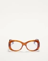 Valentino Rectangular 70s Acetate Glasses Unisex Beige 53