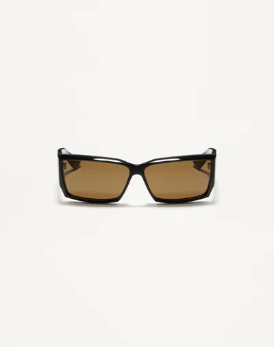 Valentino Garavani Valentino Rectangular Acetate Eyewear Unisex Black/yellow 60