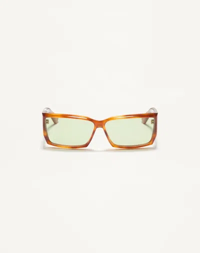 Valentino Garavani Valentino Rectangular Acetate Eyewear Unisex Havana/green 60