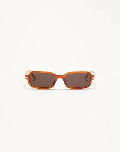 Valentino Garavani Valentino Rectangular Acetate Eyewear Unisex Ivory/black/brown 52