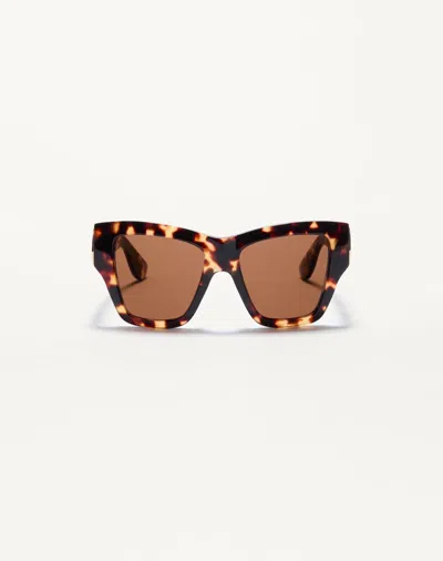Valentino Garavani Valentino Rectangular Acetate Eyewear Woman Havana/brown 53