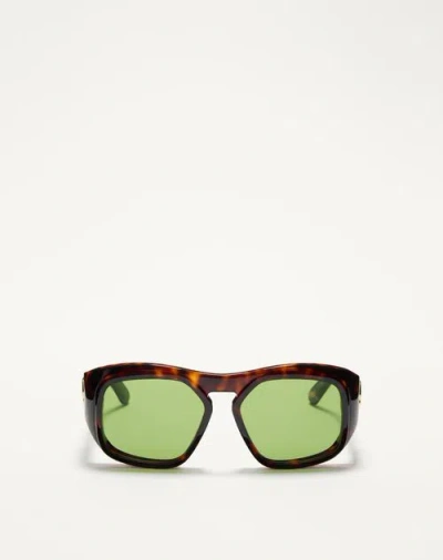 Valentino Garavani Valentino Rectangular Acetate Frame Unisex Brown/green 55