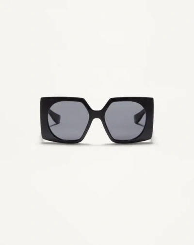 Valentino Garavani Valentino Rectangular Acetate Glasses Woman Black/grey 55 In Multi