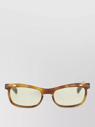 Valentino Rectangular Acetate Sunglasses In Brown