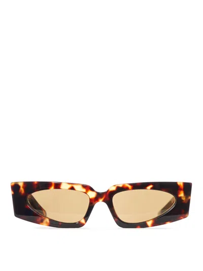 Valentino Rectangular Acetate Sunglasses In Brown