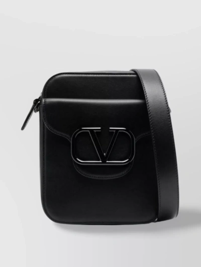Valentino Garavani Rectangular Calf Leather Shoulder Bag In Black