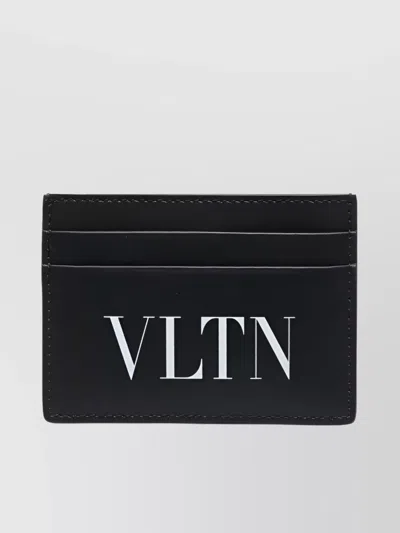 Valentino Garavani Rectangular Calfskin Card Holder In Black