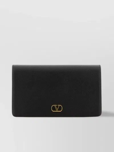 Valentino Garavani Rectangular Leather Clutch With Textured Vlogo Signature