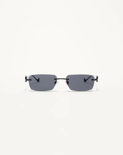 Valentino Rectangular Metal Sunglasses Unisex Black/grey 55