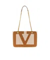 Valentino Beige Fabric Shoulder Bags In Brown
