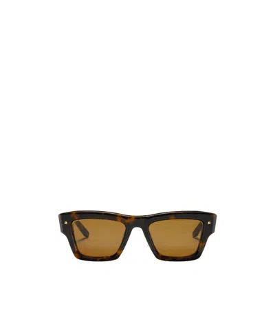 Valentino Rectangular Sunglasses In Brown