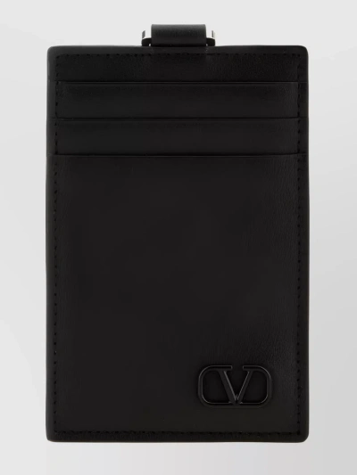 Valentino Garavani Rectangular Top Strap Wallet In Black