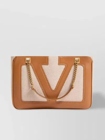 Valentino Garavani Viva Superstar Canvas Shoulder Bag In Brown
