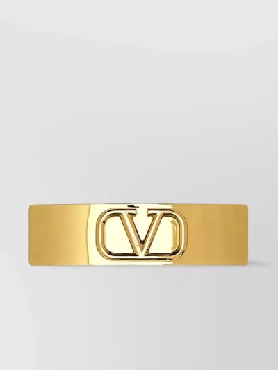 Valentino Garavani Rectangular Vlogo Hair Clip In Brown