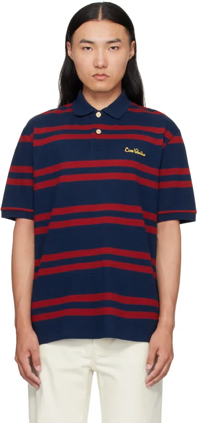 Valentino Red & Navy 'chez ' Embroidery Cotton Piqué Polo