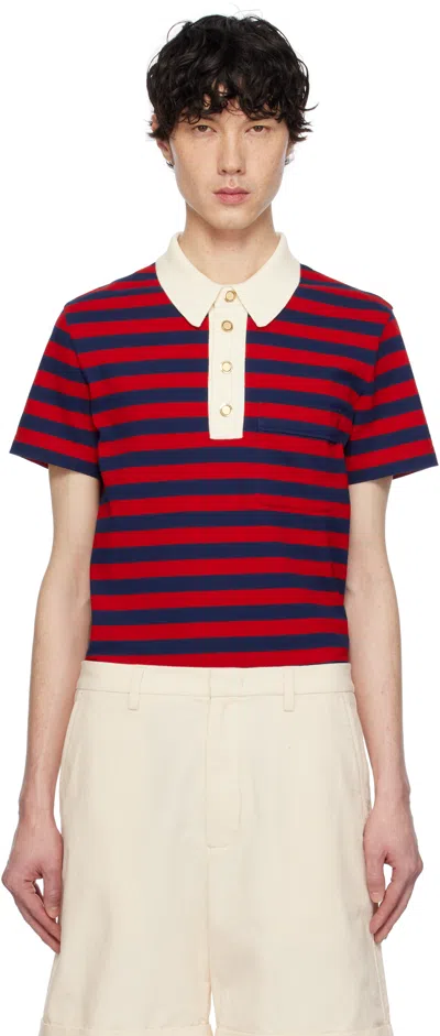 VALENTINO RED & NAVY COTTON POLO