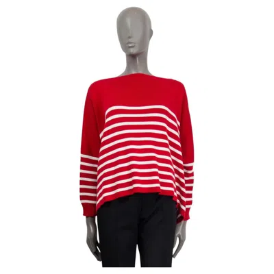 Pre-owned Valentino Red & White Cotton 2021 Striped Oversized Sweater Xs
