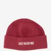 Valentino Cotton And Wool Beanie With Folded Cuff In Red