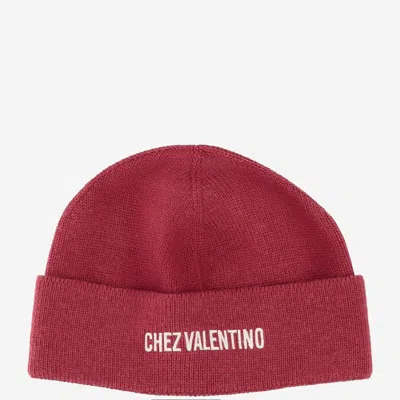 VALENTINO GARAVANI RED BEANIE WITH LOGO