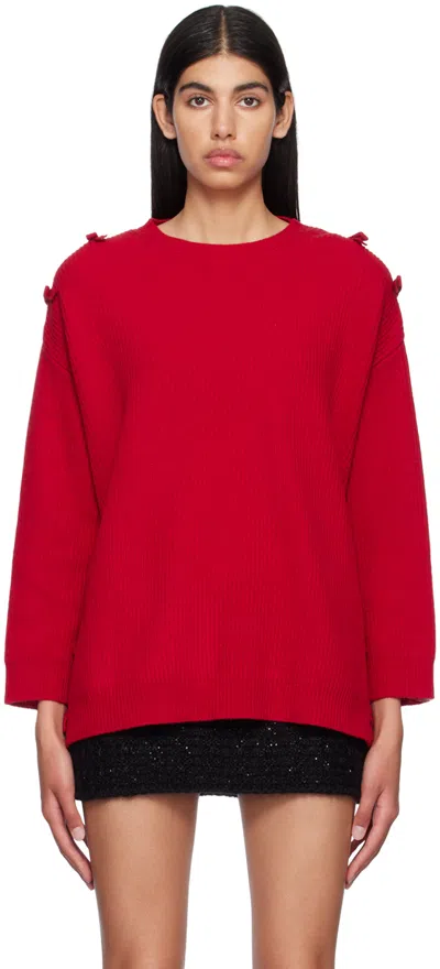 Valentino Red Bow Sweater In 157 Rosso