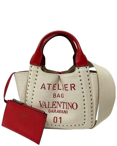 Pre-owned Valentino Garavani Valentino Red Canvas Atelier Shoulder Bag (authentic Pre-loved)