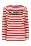 Valentino Striped Cotton Jersey Long Sleeve T-shirt Ivory And Red In Red