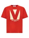 Valentino Crewneck Graphic Print T-shirt Logo In Red