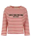 Valentino Womens Avorio Rosso Striped Brand-print Cotton-jersey T-shirt In Red