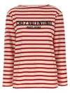 Valentino Womens Avorio Rosso Striped Brand-print Cotton-jersey T-shirt In Red