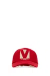 Valentino Logoed Baseball Hat In Rossoburro