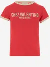 Valentino Crew Neck Cotton Jersey T-shirt With Contrasting Trims In Newredbetulla
