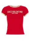 Valentino Crew Neck Cotton Jersey T-shirt With Contrasting Trims In Newredbetulla