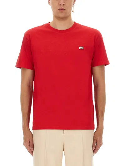 Valentino T-shirt With Signature Vlogo In Red