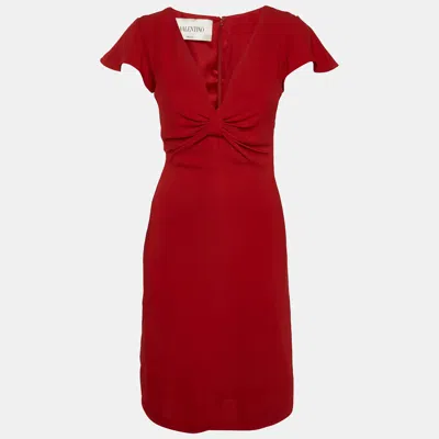 Pre-owned Valentino Red Crepe Cap Sleeve Short Dress S