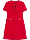 Valentino Fitted Red Dress With Decorative Bows In Red