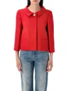Valentino Womens Paris Heart-button Relaxed-fit Wool And Silk Jacket In Red