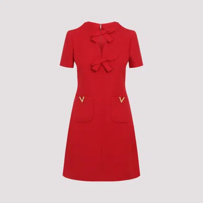 VALENTINO RED CREPE COUTURE MINI DRESS