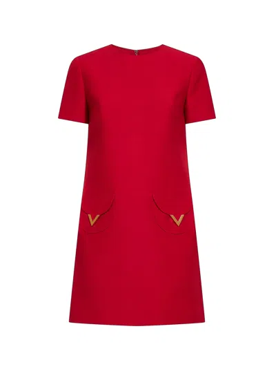 Valentino Red Crepe Couture Mini Dress