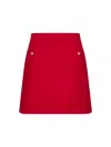 Valentino Crepe Couture Skirt With Heart Jewel Buttons In Red