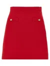 Valentino Crepe Couture Skirt With Heart Jewel Buttons In Red
