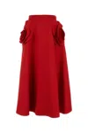 Valentino Appliquéd Wool And Silk-blend Crepe Midi Skirt In Rosso